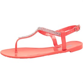 Sandales plates PVC strass femme corail â€“ mandmdirect â€“ 11.98 ...